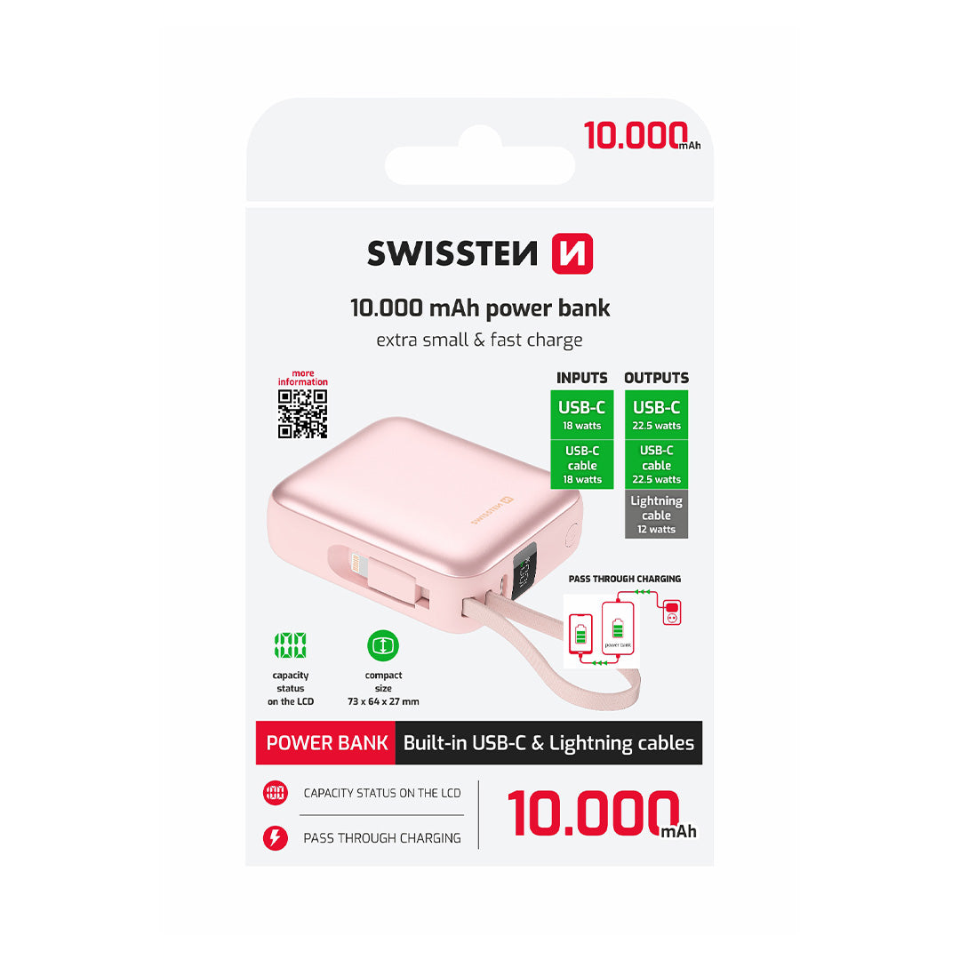 Swissten 35W Powerbank 10.000mAh | Roze
